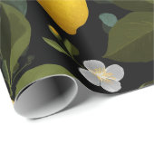 Moderne citroen citrus bloem vlinder patroon cadeaupapier (Rol Hoek)