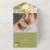 Moderne citroen Citrus bruiloft All In One Uitnodiging (Buitenkant)