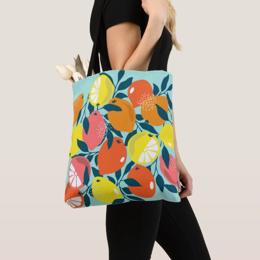 Moderne citroen citrus fruit kunst tote bag (Dichtbij)