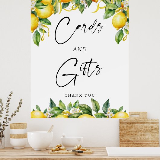 Moderne Citroen Citrus Kaarten en geschenken teken Poster (Keuken)
