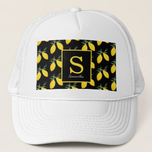 Moderne Citroen Citrus Monogram Naam Trucker Hoed Pet