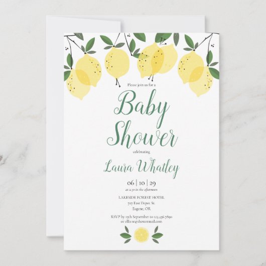 Moderne citroen citrus vrucht baby shower kaart (Voorkant)