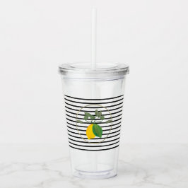 Moderne citroen limoen Limoncillo strepen monogram Acryl Drinkbeker