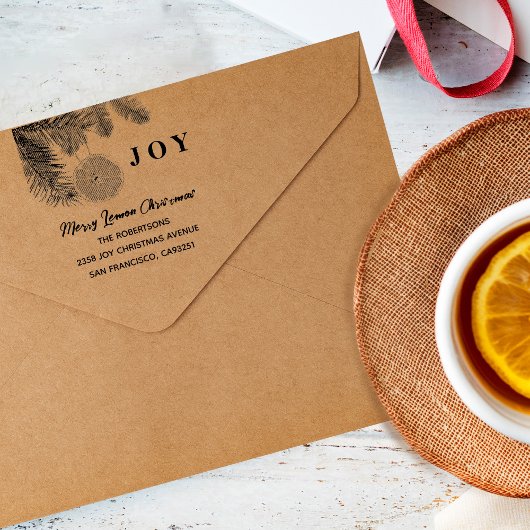 Moderne citroen Sinaasappel Vrolijk Kerstfeest Zelfinktende Stempel