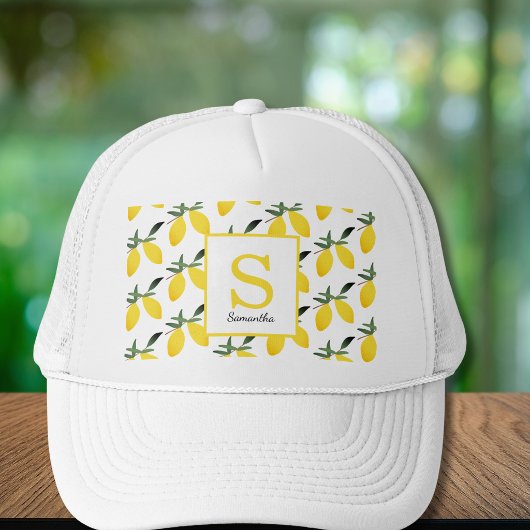Moderne Citroen Vruchten Monogram Naam Trucker Hoe Pet