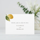 Moderne citroen waterverf bruiloft RSVP Kaart (Staand voorkant)