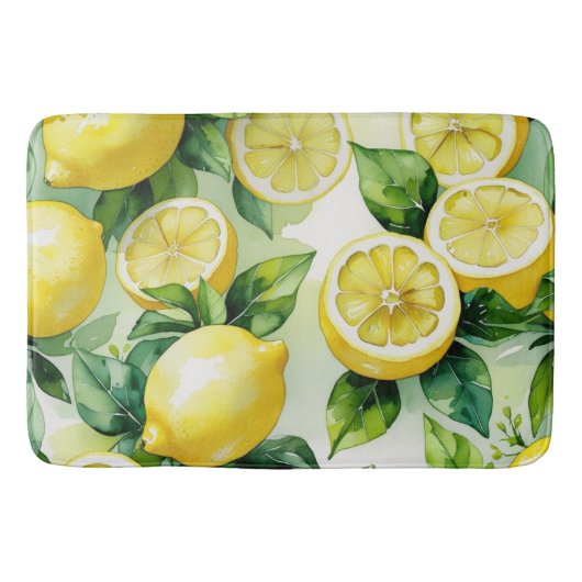 Moderne citroenblauwe bloemenscript bruidsdouche badmat (Voorkant)