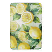 Moderne citroenblauwe bloemenscript bruidsdouche badmat (Voorkant Verticaal)