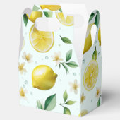 Moderne citroenblauwe bloemenscript bruidsdouche bedankdoosjes (Geopend)