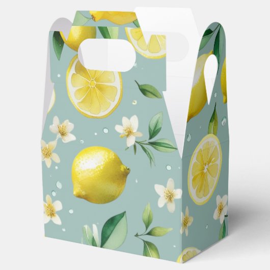 Moderne citroenblauwe bloemenscript bruidsdouche bedankdoosjes (Geopend)