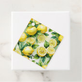 Moderne citroenblauwe bloemenscript bruidsdouche bedankjes labels (In situ)