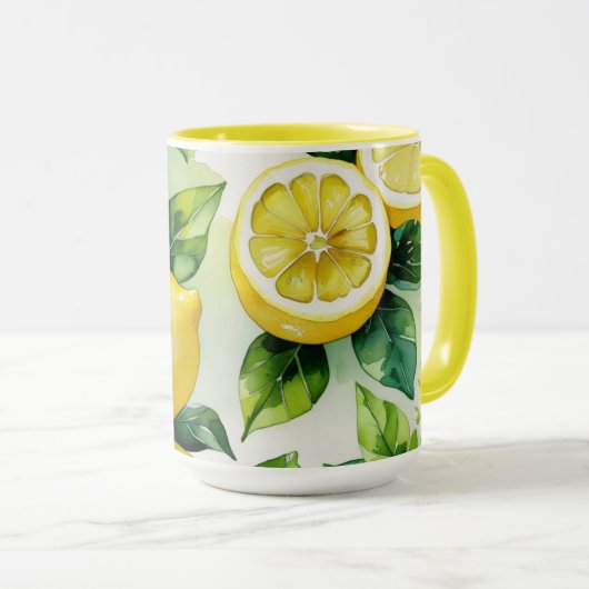 Moderne citroenblauwe bloemenscript bruidsdouche mok (Voorkant rechts)