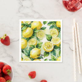 Moderne citroenblauwe bloemenscript bruidsdouche servet