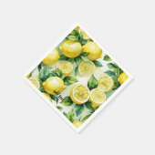 Moderne citroenblauwe bloemenscript bruidsdouche servet (Hoek)