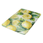 Moderne citroenblauwe bloemenscript bruidsshower badmat (Gekanteld)