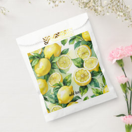 Moderne citroenblauwe bloemenscript bruidsshower bedankzakje