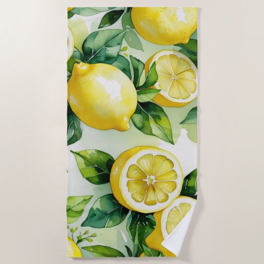 Moderne citroenblauwe bloemenscript bruidsshower strandlaken (Voorkant)