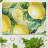 Moderne citroenblauwe bloemenscript bruidsshower theedoek (Gevouwen)