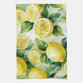 Moderne citroenblauwe bloemenscript bruidsshower theedoek (Verticaal)