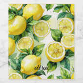 Moderne citroenblauwe bloemenscript bruidsshower wijn etiket (Enkel label)