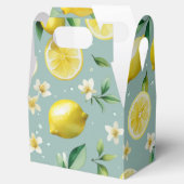 Moderne citroenblauwe bloemenscript bruidsshowers bedankdoosjes (Geopend)