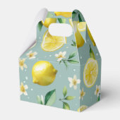 Moderne citroenblauwe bloemenscript bruiloftsdouch bedankdoosjes (Voorkant Zijde)
