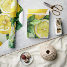 Moderne citroenblauwe bloemenscriptuur bruidsdouch cadeaupapier