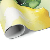 Moderne citroenblauwe bloemenscriptuur bruidsdouch cadeaupapier (Rol Hoek)