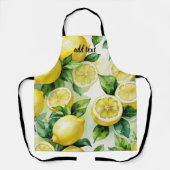 Moderne citroenblauwe bloemenscriptuur bruidsdouch schort (Voorkant)