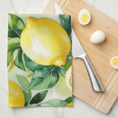 Moderne citroenblauwe bloemenscriptuur bruidsdouch theedoek (Quarter Fold)