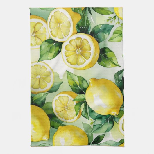 Moderne citroenblauwe bloemenscriptuur bruidsdouch theedoek (Verticaal)