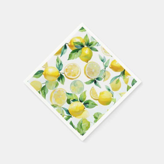 Moderne citroenblauwe bloemrijke script bruidsdouc servet (Hoek)