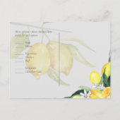 Moderne citroenboom RSVP-huwelijk Briefkaart (Achterkant)