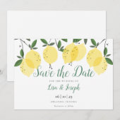Moderne citroenen Elegant schrift Save The Date (Voorkant / Achterkant)