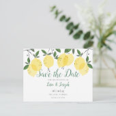 Moderne citroenen Elegante save the date Briefkaart (Staand voorkant)