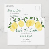 Moderne citroenen Elegante save the date Briefkaart (Voorkant / Achterkant)