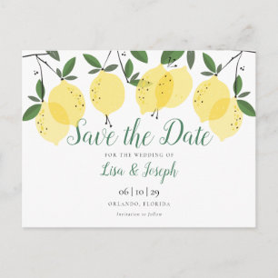 Moderne citroenen Elegante save the date Briefkaart