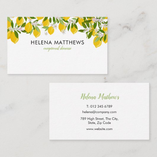 Moderne citroenen groen visitekaartje (Voorkant / Achterkant)