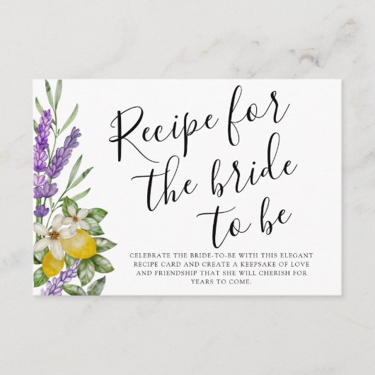 Moderne citroenen & lavendel bruid om te zijn informatiekaartje (Voorkant)
