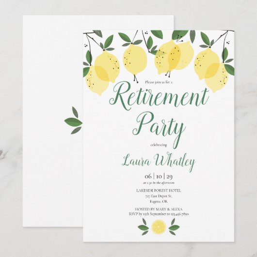 Moderne Citroenen Pensioenfeest Kaart (Voorkant / Achterkant)