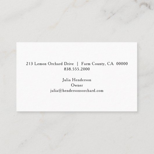 Moderne citroenen visitekaartje (Achterkant)