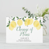 Moderne citroenen Wijziging van plannen Bruidsmeis Save The Date (Staand voorkant)