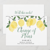 Moderne citroenen Wijziging van plannen Bruidsmeis Save The Date (Voorkant / Achterkant)