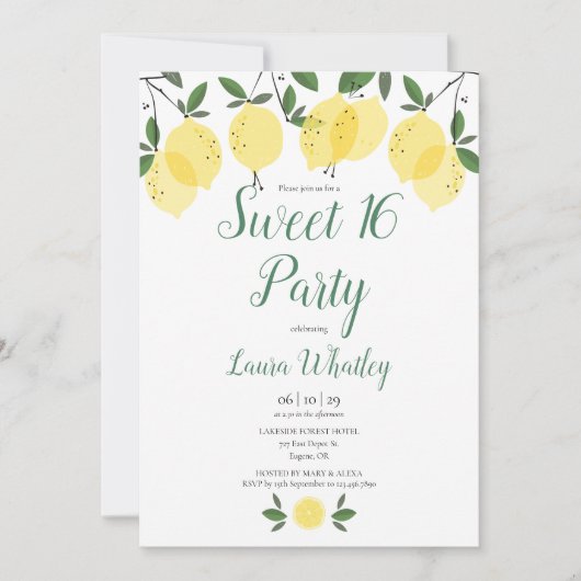 Moderne citroenen Zoete 16 Feest Verjaardag Kaart (Voorkant)
