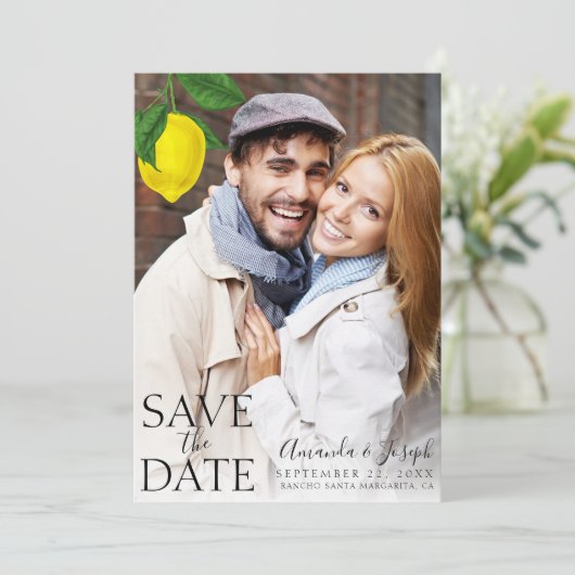 Moderne citroenfoto Bewaar de datum Kaart (Staand voorkant)