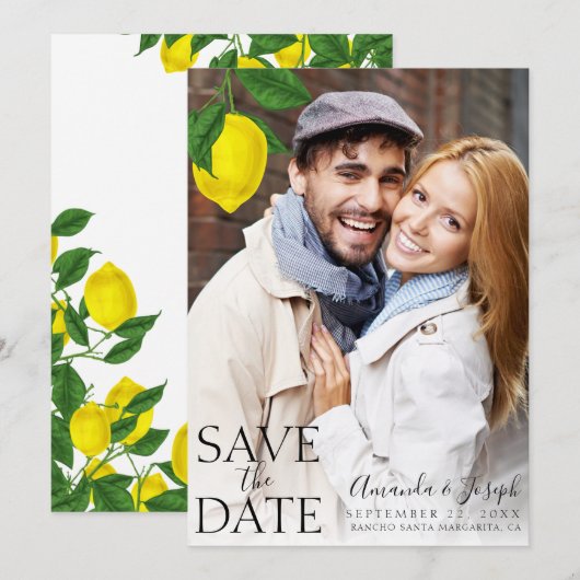 Moderne citroenfoto Bewaar de datum Kaart (Voorkant / Achterkant)