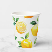 Moderne citroengele bloemenscript bruidsshower papieren bekers (Voorkant)