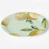 Moderne citroengele bloemrijke script bruidsdouche papieren bordje (Gekanteld)