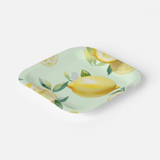 Moderne citroengele bloemrijke script bruidsshower papieren bordje (Gebogen)