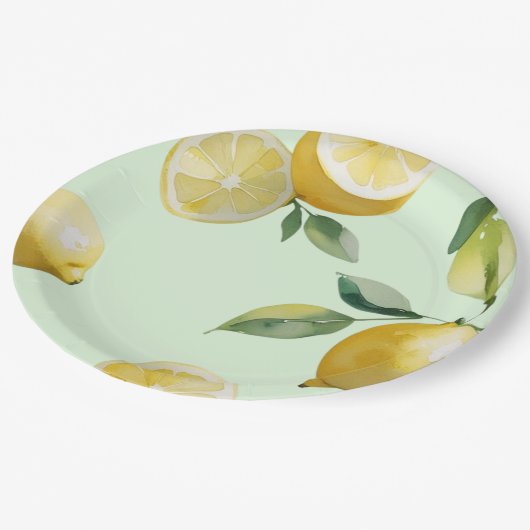 Moderne citroengele bloemrijke script bruidsshower papieren bordje (Gekanteld)